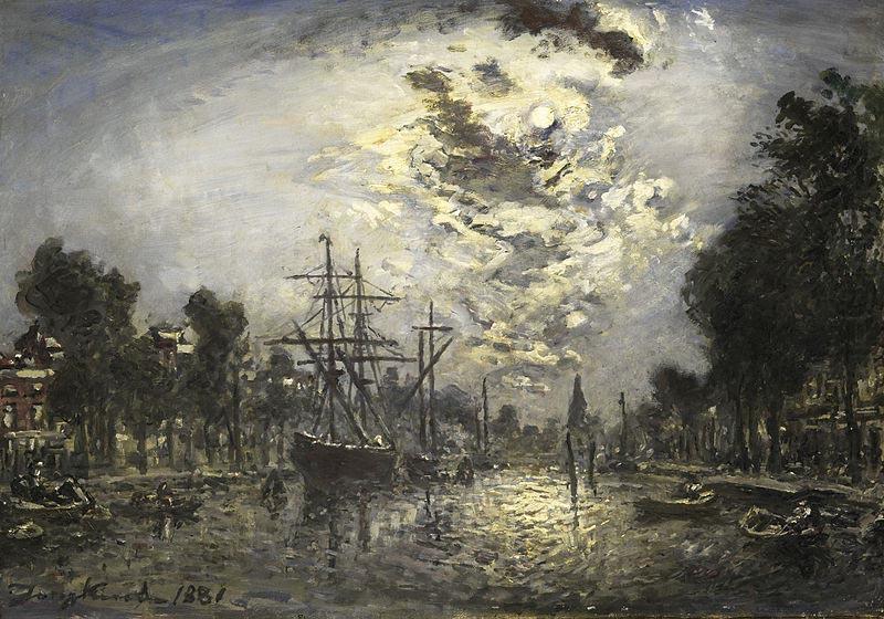 Johan Barthold Jongkind Rotterdam in the Moonlight oil painting picture